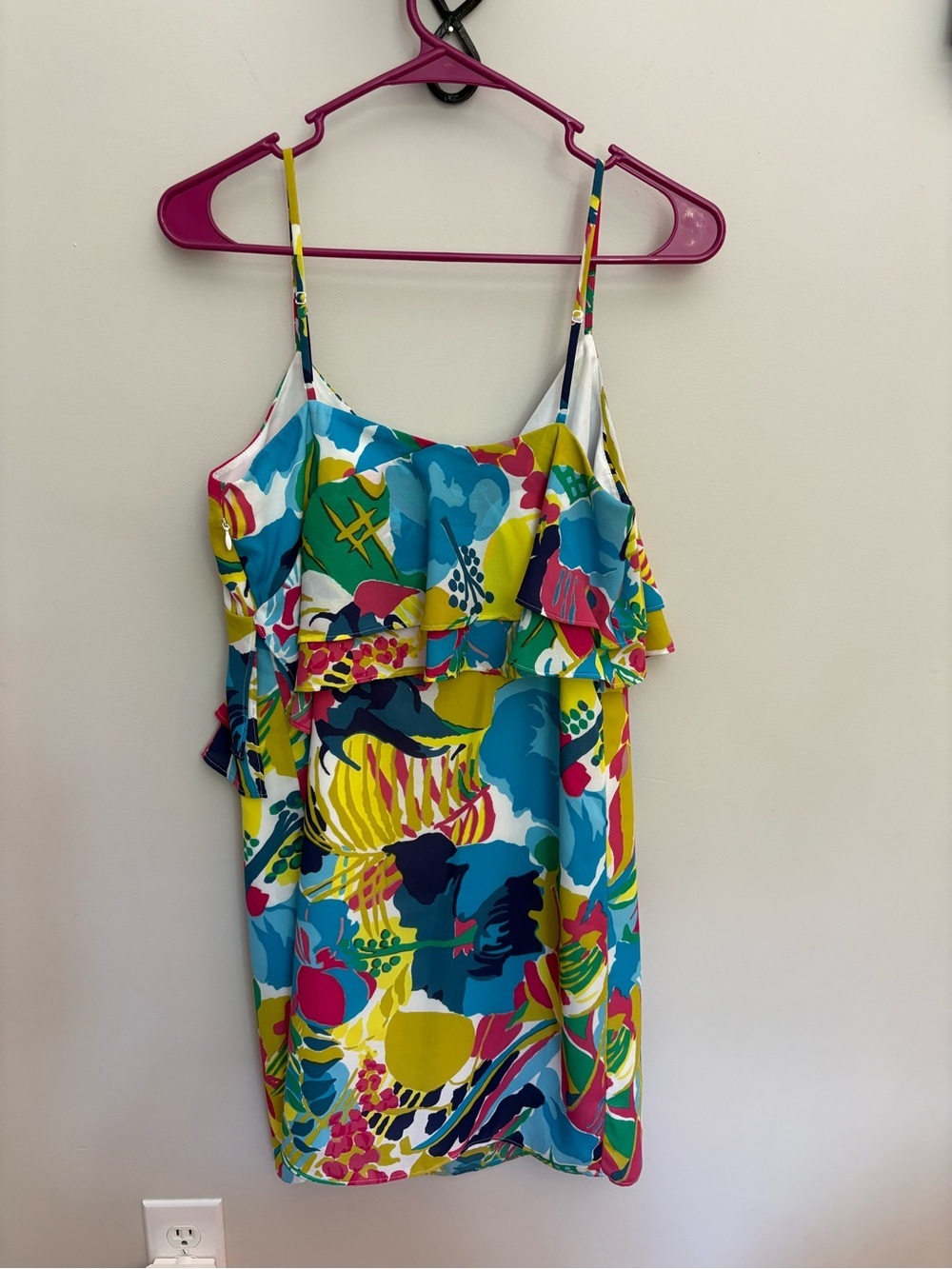 J. Crew Floral Ruffle Vacation Dress Mini Tropical Bright Size 4 - Picture 4 of 9